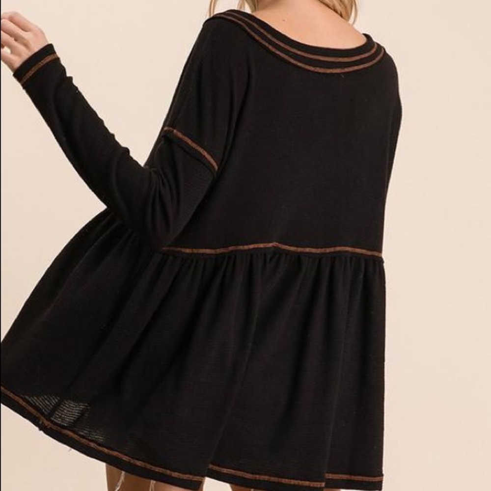 NEVER TOO LATE WAFFLE KNIT SWEATER TOP- BLACK - Picture 9 of 11